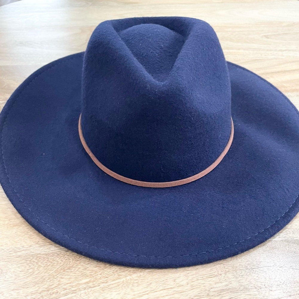 NWT navy blue with brown trim, cowboy / chupalla hat 100% wool - Picture 7 of 10